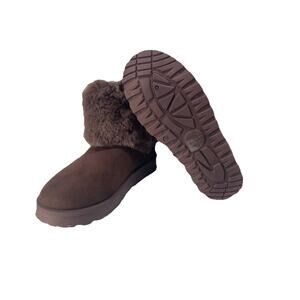 Lurnyet Women’s Brown Faux Fur Lined Ankle Boots Size 8 Cozy Winter Booties